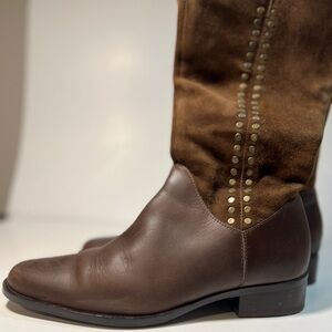 Genuine leather brown boots Alfani suede and stud detail